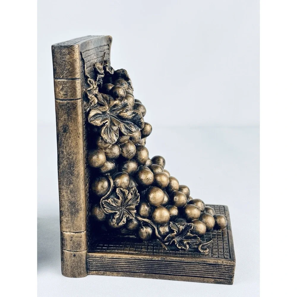 Vintage Heavy Resin Grape Vine Wine Decor Staging Book Ends - MCM Retro